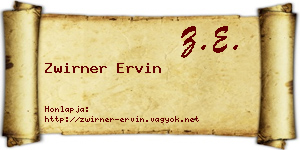 Zwirner Ervin névjegykártya